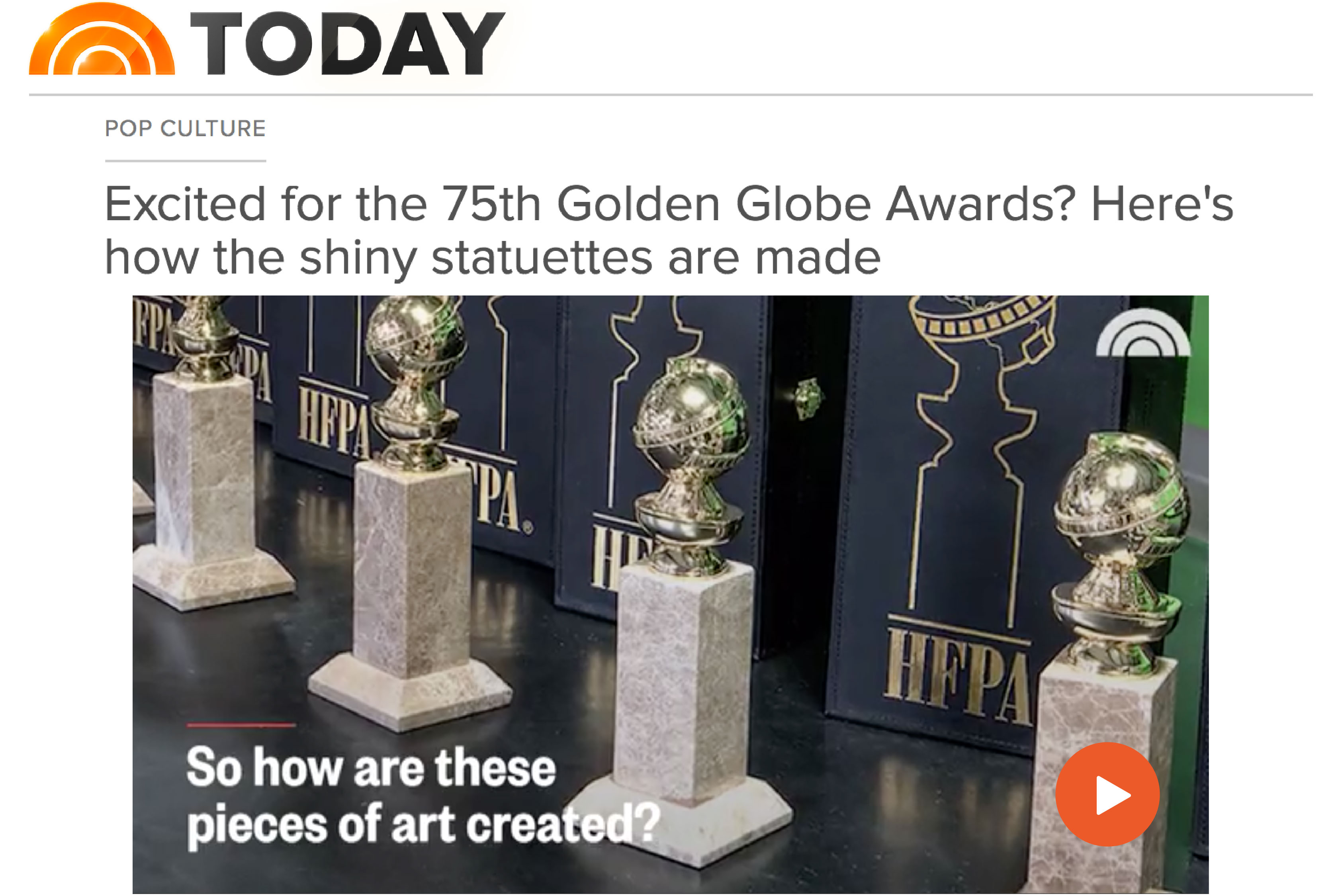 NBC TODAY Looks into the Craftsmanship Behind the Golden Globe Statuette