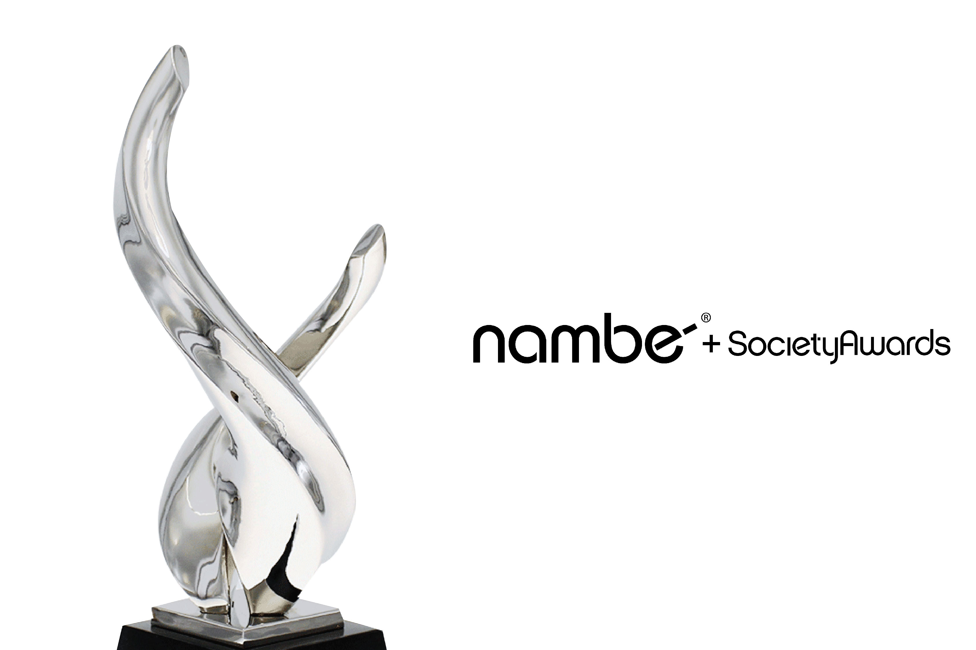 Close up view of the Namb Lark trophy and collaborative logo
