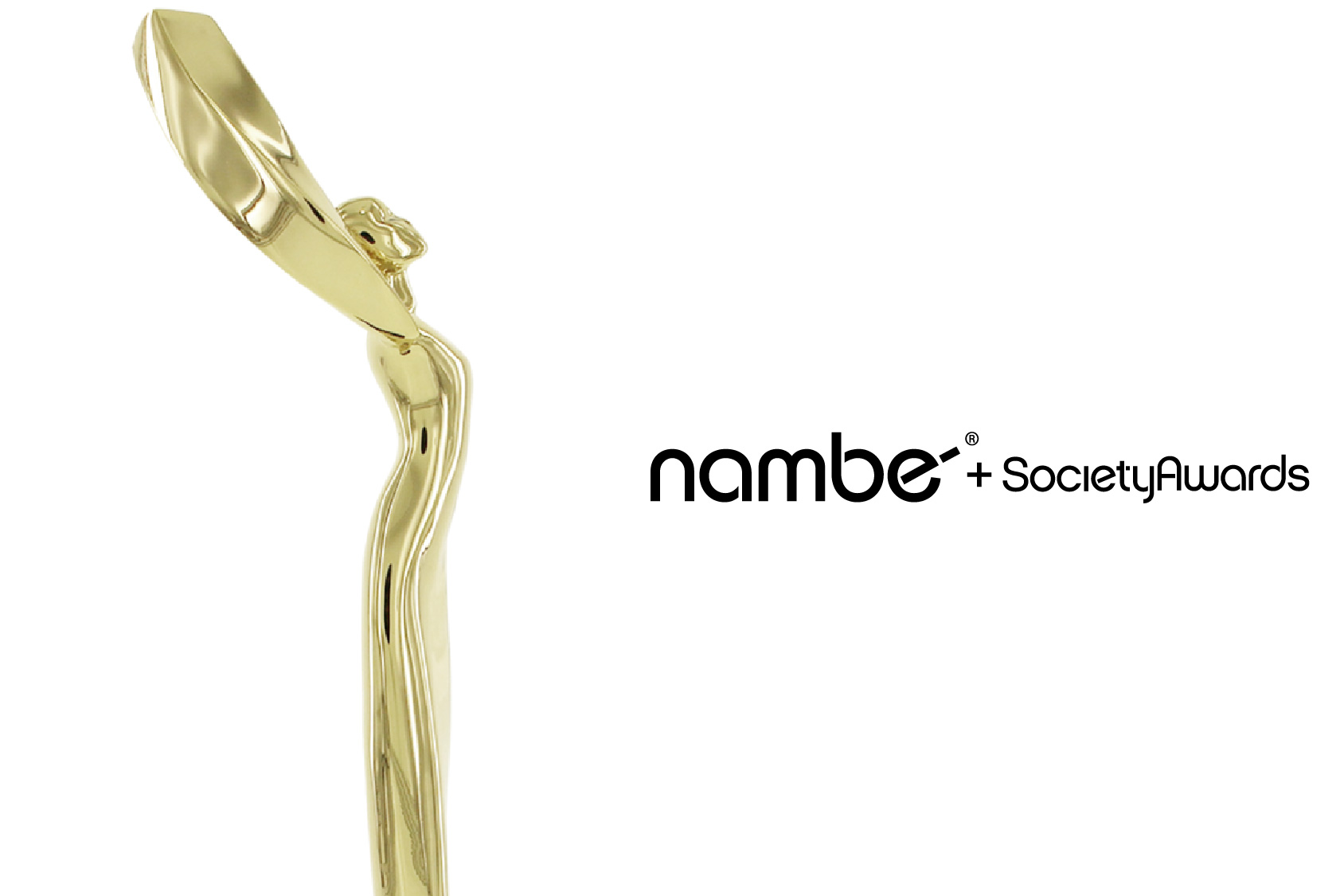 Close up side view of Gold Nambé Angel Trophy