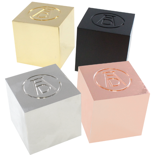 Art Director Club Cube Awards in Gold, Silver, Bronze, and Matte Black, custom trophy created by Society Awards