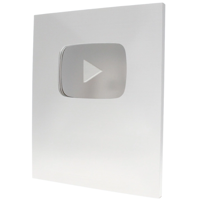Silver YouTube Creator Award Play Button Plaque 100,000 Subscribers