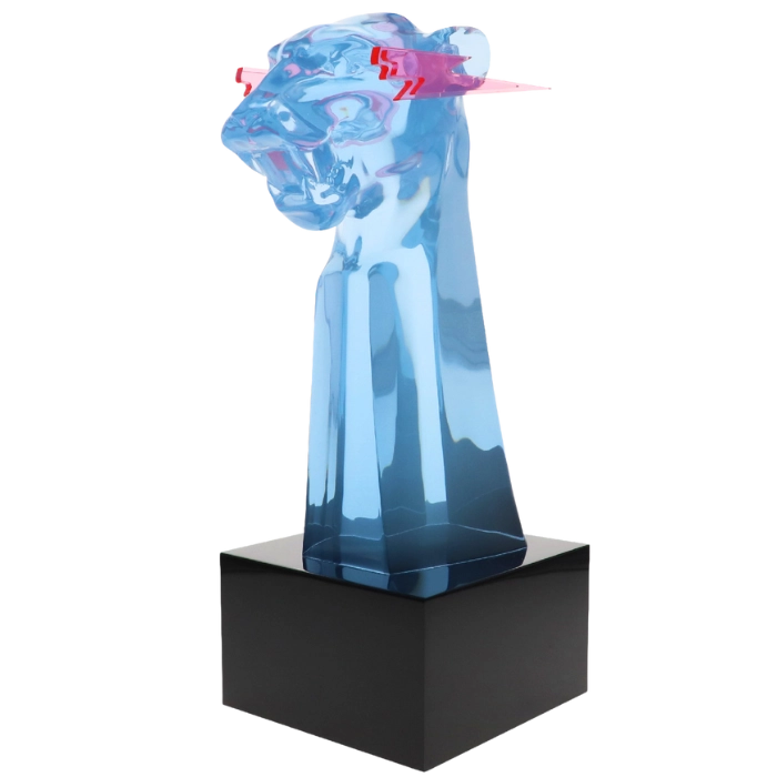 MrBeast 50 million subscriber custom award crafted in high-end Lucite acrylic in a sculptural version of MrBeast's iconic logo.