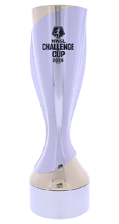 2026 Challenge Cup custom sport trophy made with polished silver and gold, with the NWSL logo machined onto the trophy