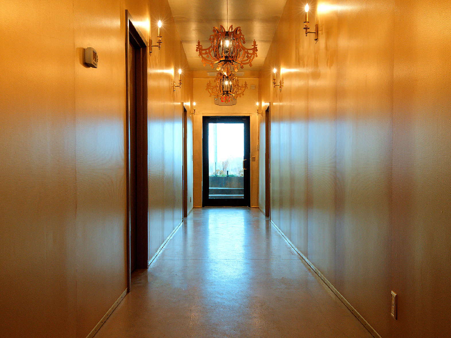 gold lined trophy hallway