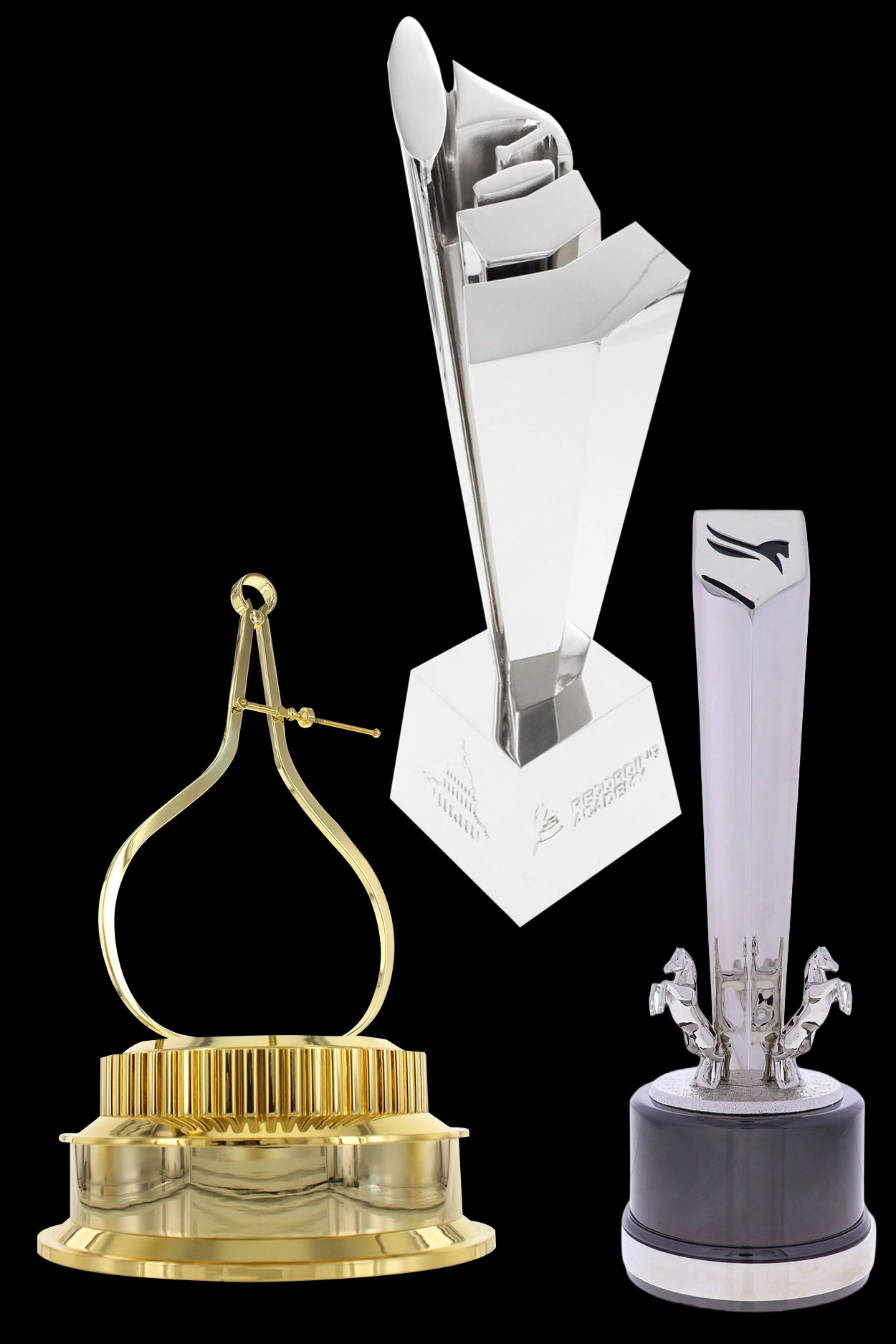 Silver Horse Racing Custom Trophy. MotorTrend Car of the Year Award Custom Trophy. Recording Academy Silver Trophy