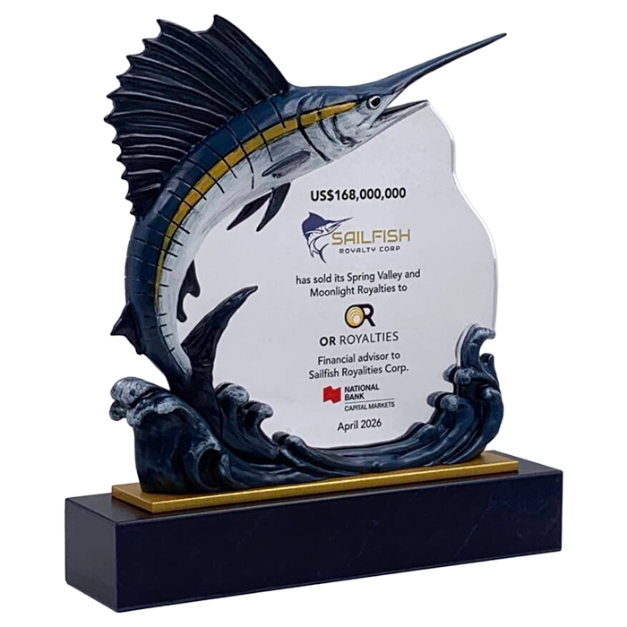 custom deal toy resembling a sailfish made by Society Awards Finance Group