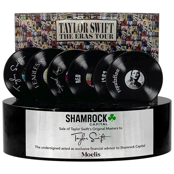 Custom Awards by Society Awards celebrating Taylor Swift purchasing her original music masters