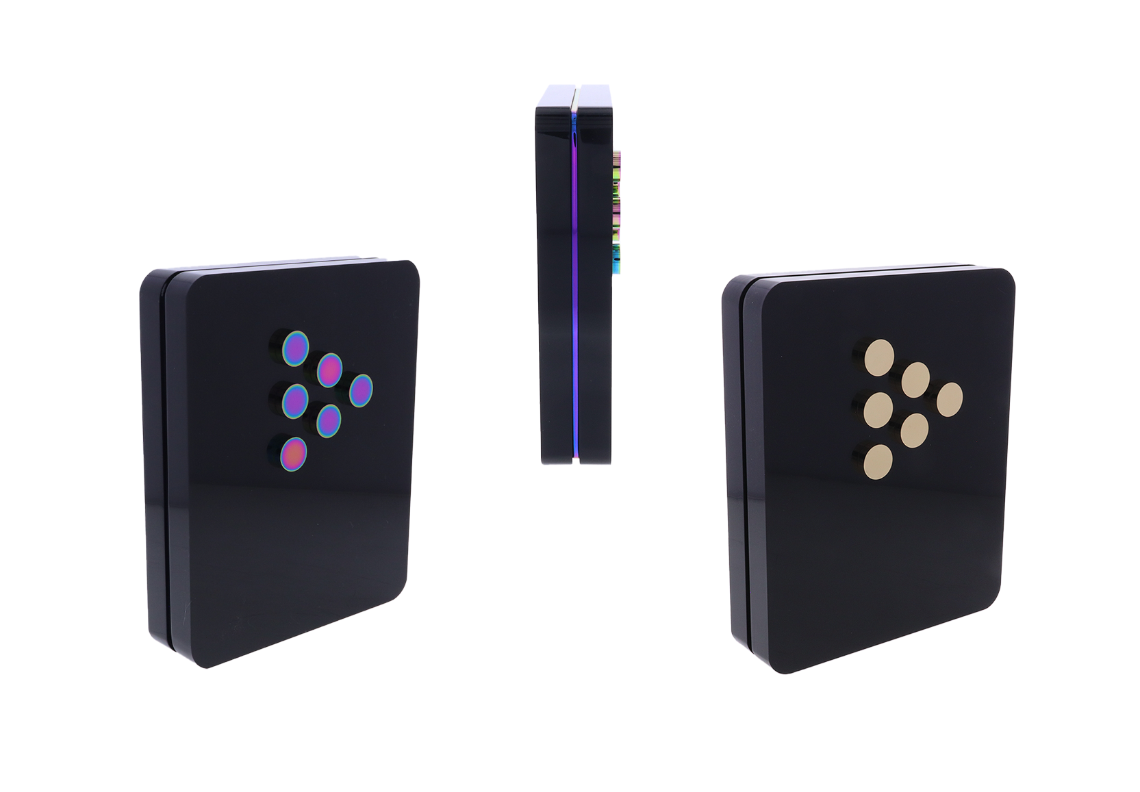 Custom black plaque award with chromatic IP and gold dots | Society Awards