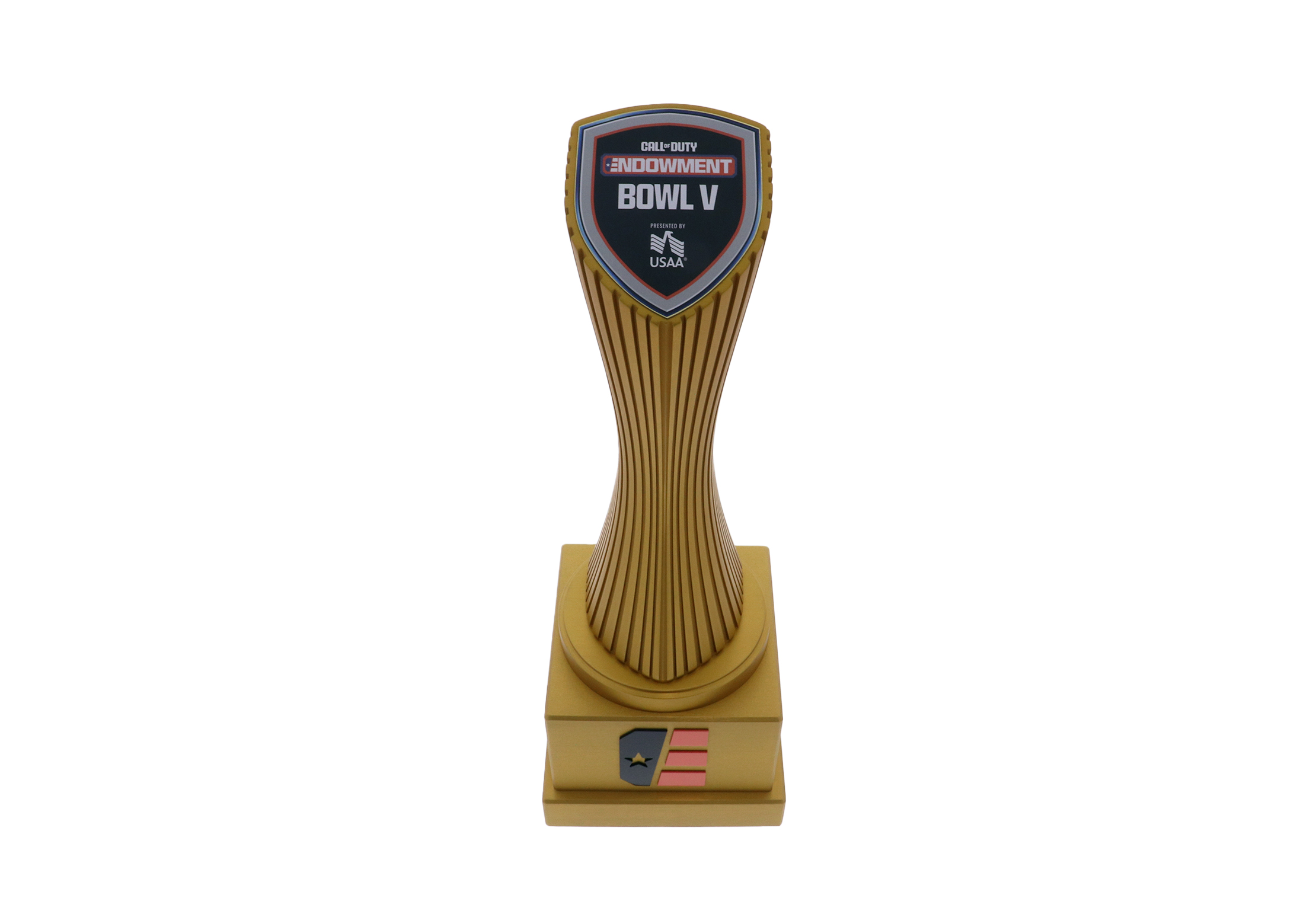 Custom gold metal award with fine detailing atop a gold base | Society Awards
