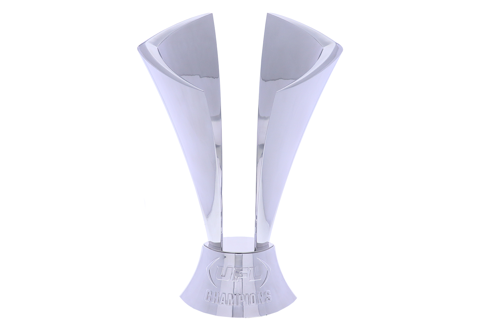 Large silver curved sculpture atop a silver base | Society Awards