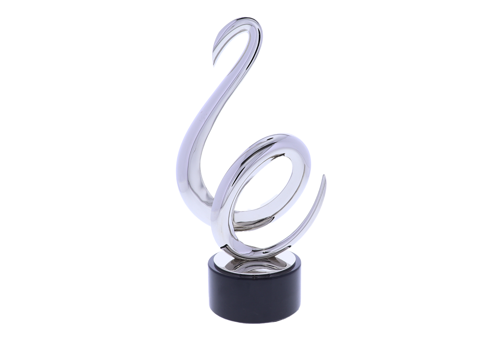 Flowing silver spiral atop a black base | Society Awards