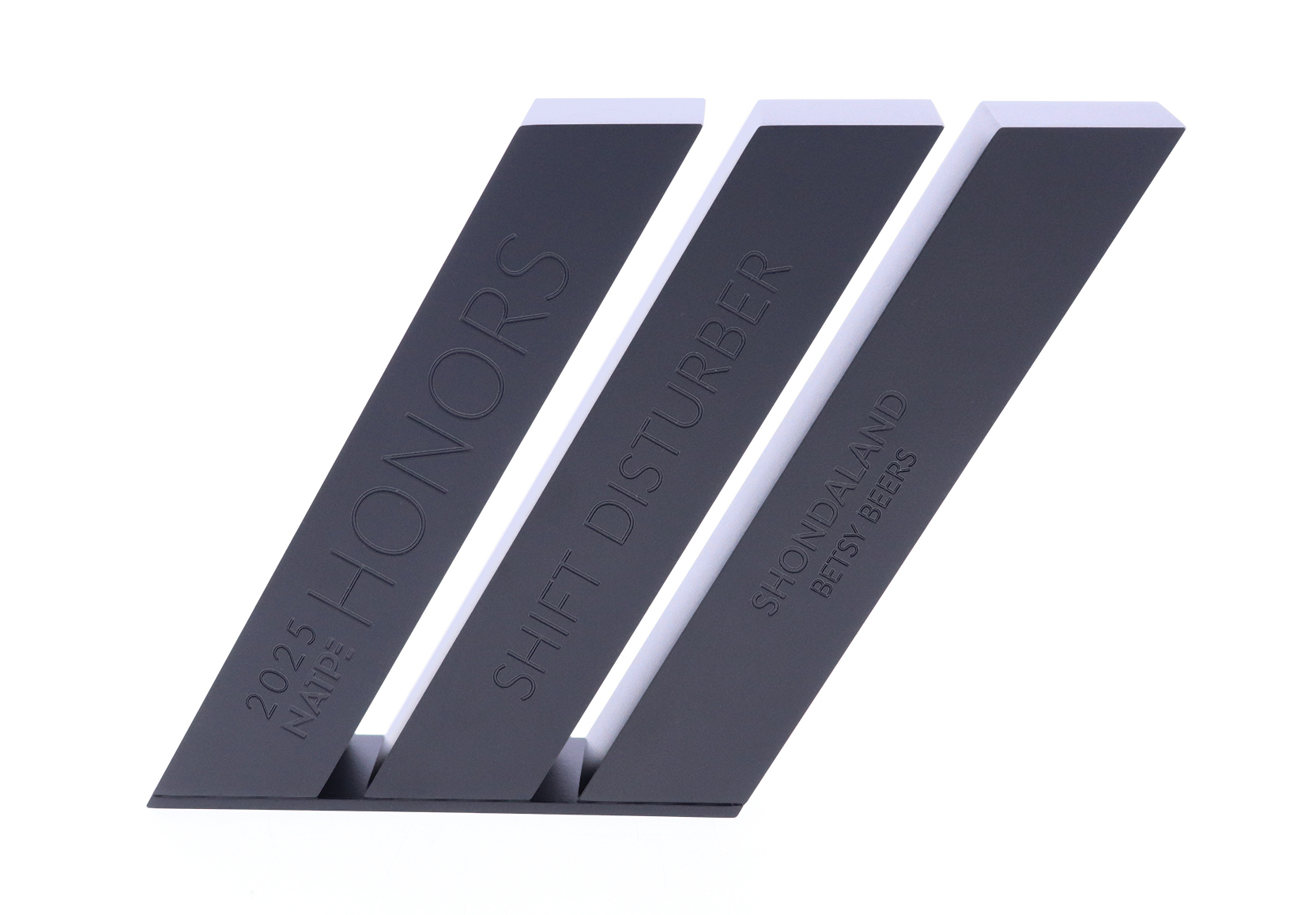 Black three pronged award | Society Awards