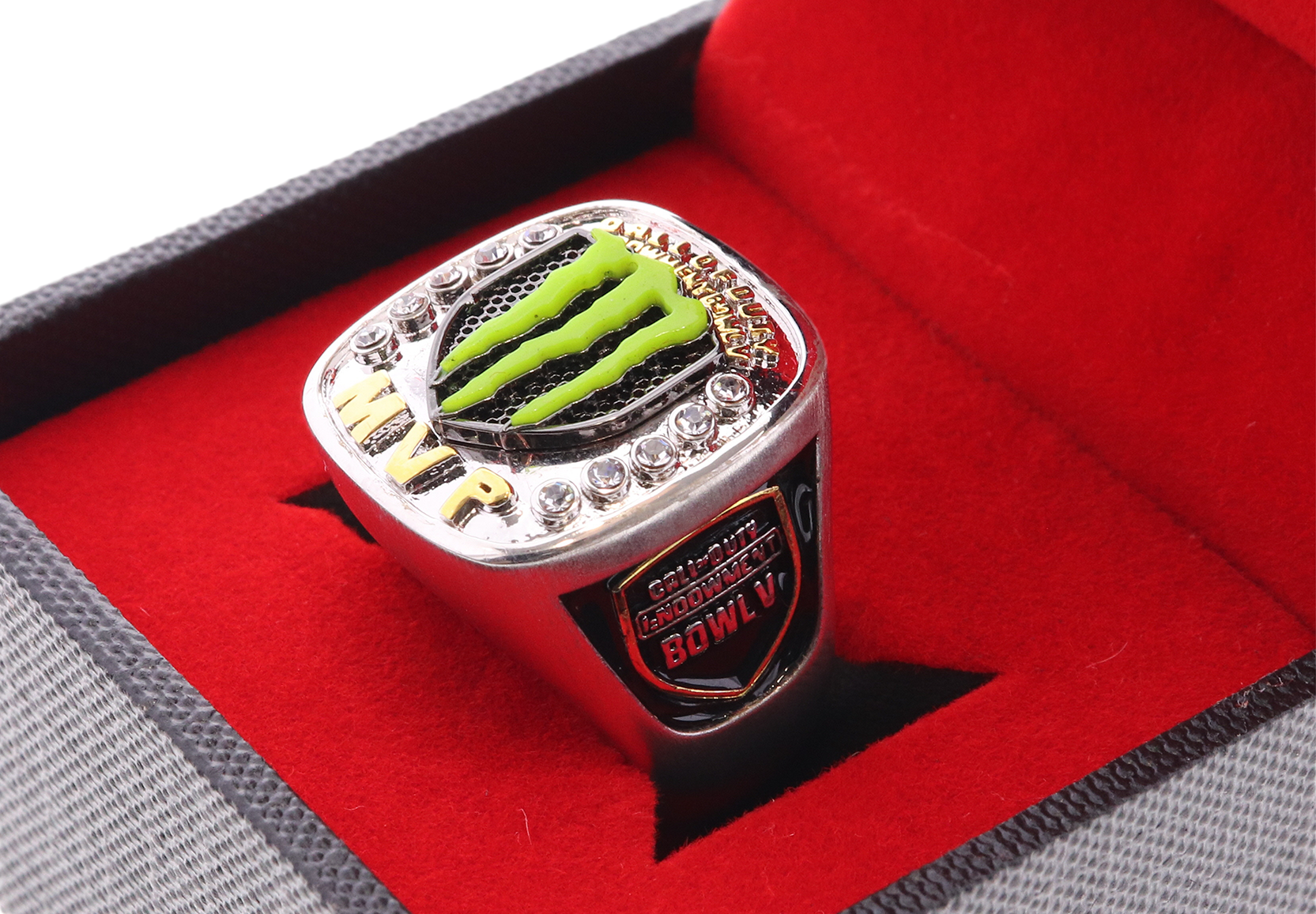 Statement MVP ring with diamonds and the Monster logo