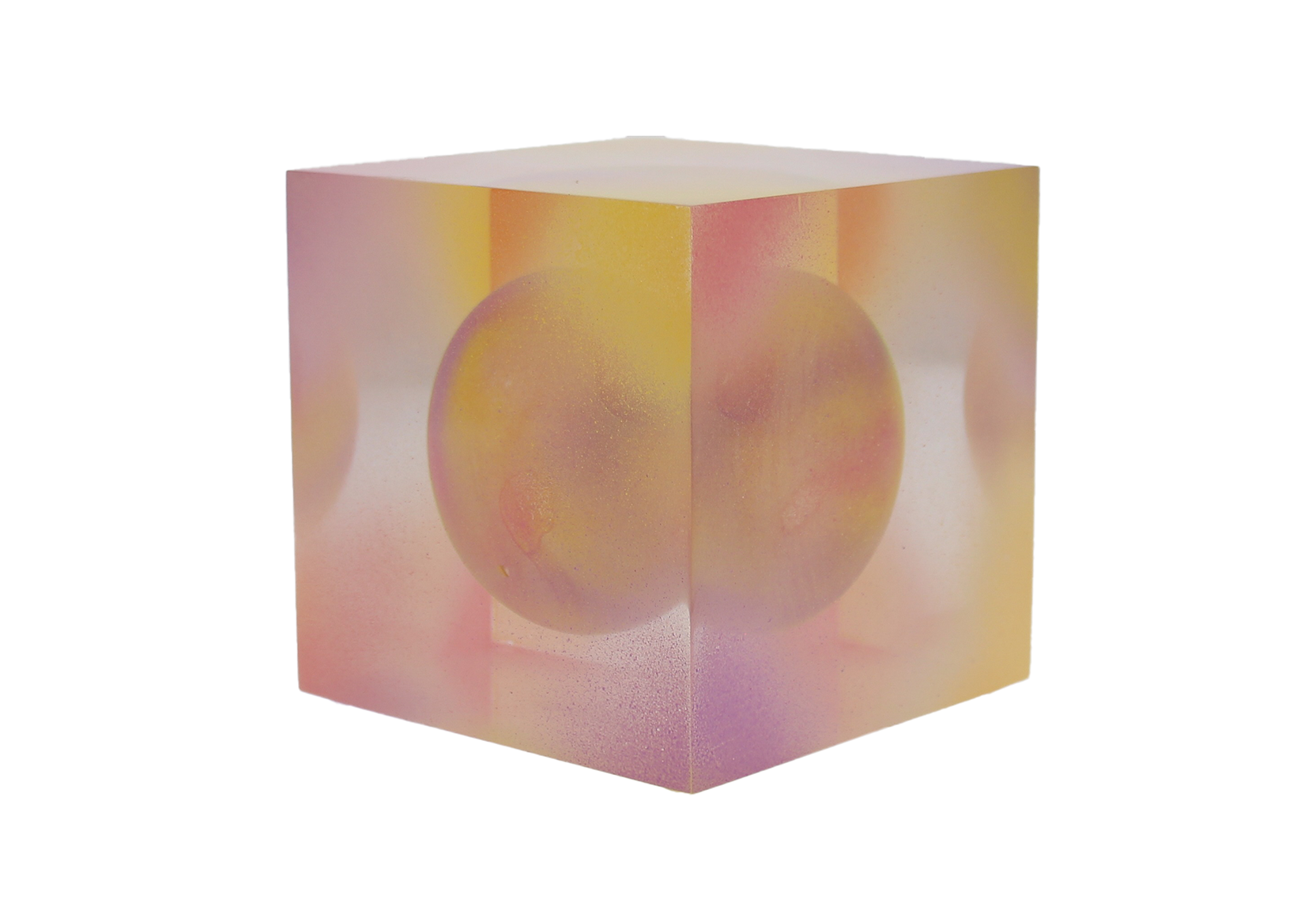 Sphere inside a colored translucent block