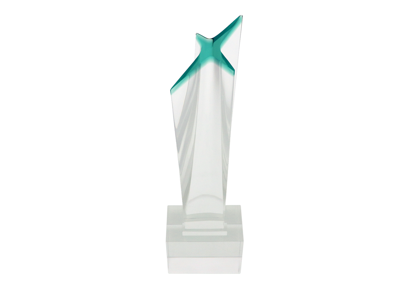 MLS Championship Cup Teal crystal star tapering down to a clear crystal base
