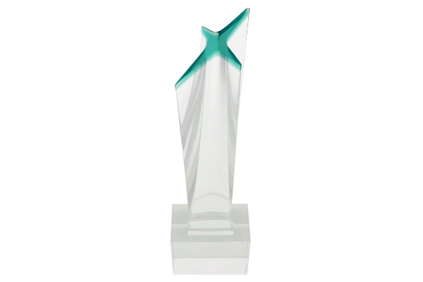 MLS Championship Cup Teal crystal star tapering down to a clear crystal base