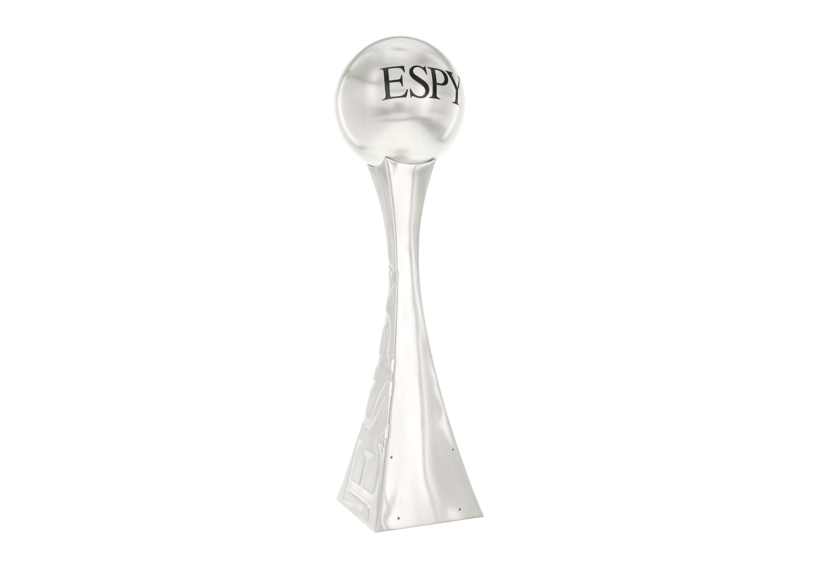 Silver metal globe atop a curved base for the ESPY Awards | Society Awards
