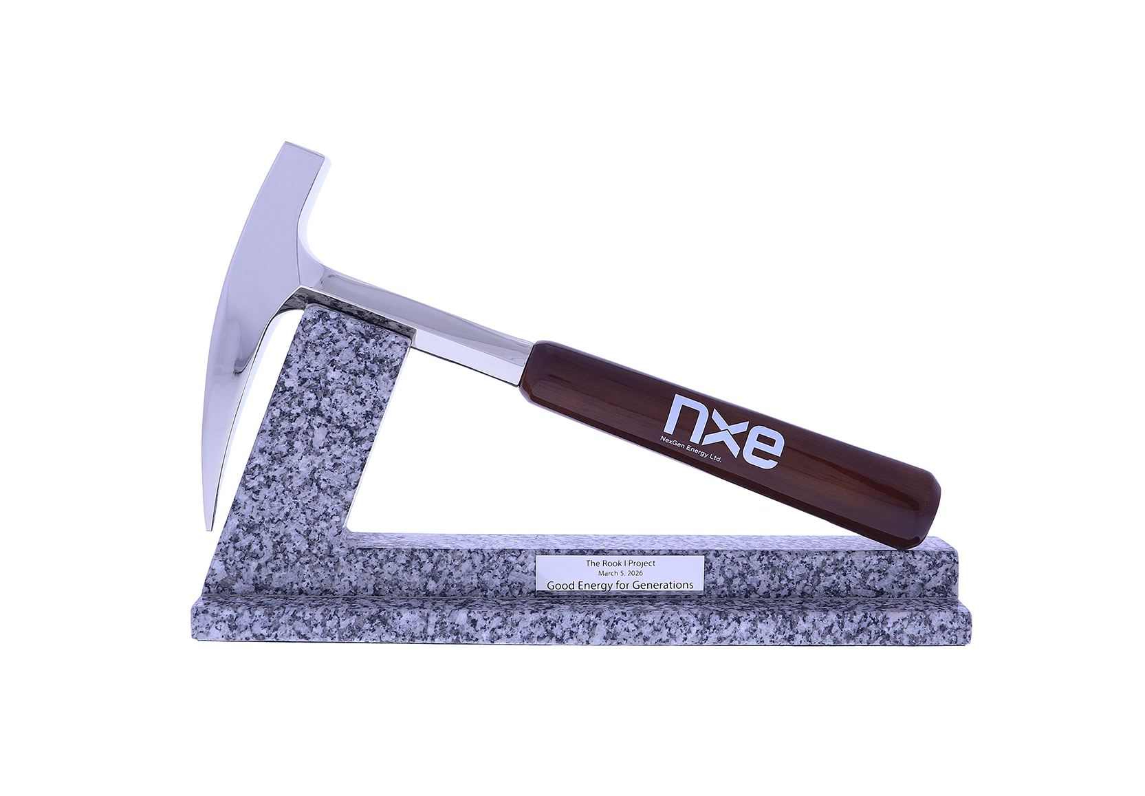 Sleek hammer resting atop a marble base | Society Awards