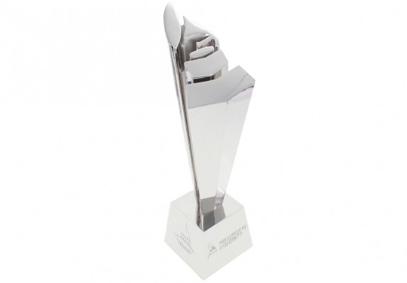 Extruded metal column with sheared relief of the famed Grammy gramophone. Crafted by Society Awards for The Recording Academy