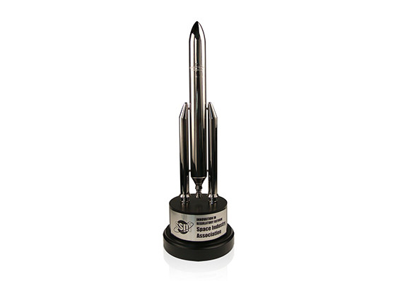 This aerospace industry award is an exquisite modern re-imagined replica of a proprietary rocket design
