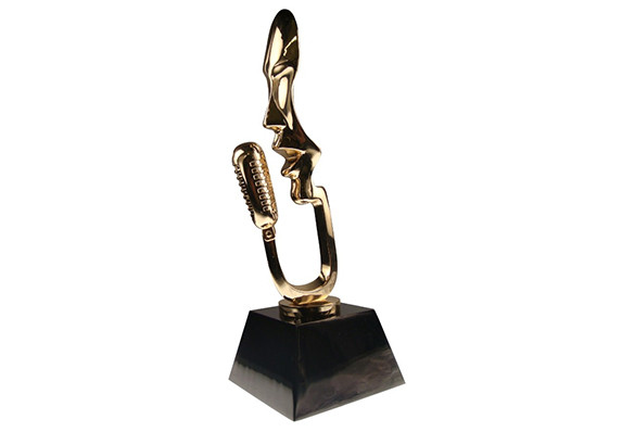 Society Awards designed famous music award cast metal abstract signer trophy gold plated
