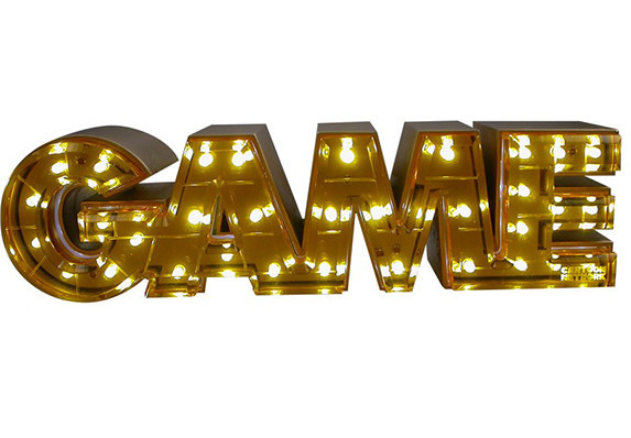 Custom golden award in the shape of letters with LED lights