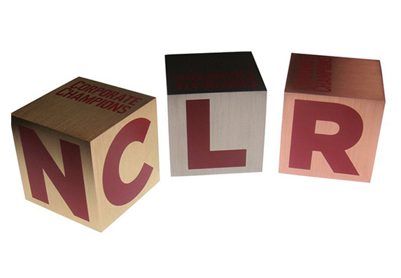 Corporate awards block plated gold silver bronze with printing