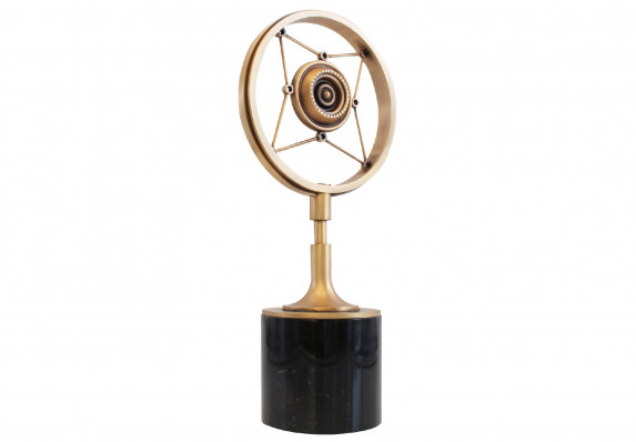 Custom trophy with cast model of vintage microphone plated in aged bronze. Form is mounted on a black marble base.