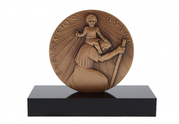 This custom medal was crafted in recognition of creators whose work affirms the highest values of the human spirit.