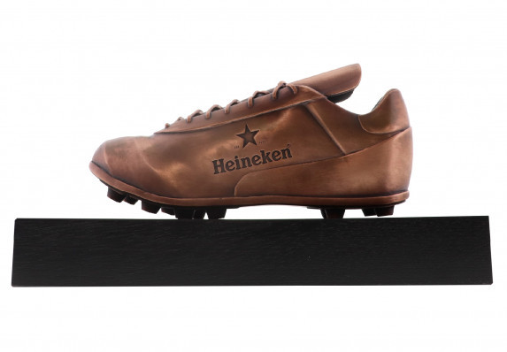 A custom bronze award crafted by Society Awards with exceptional detail. This unique trophy is precision cast with an elegant aged bronze finish and mounted atop a black wood base.