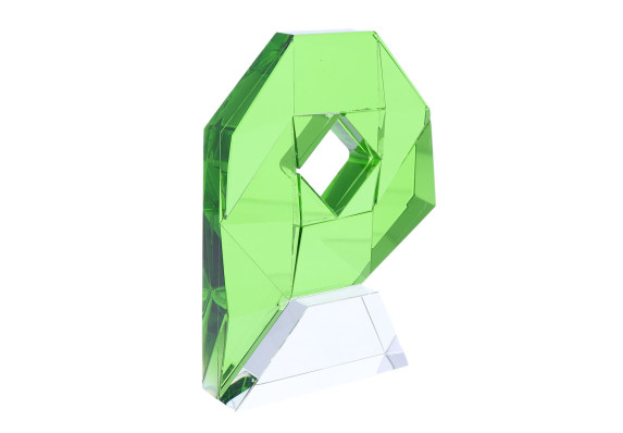 Custom green crystal "P" award