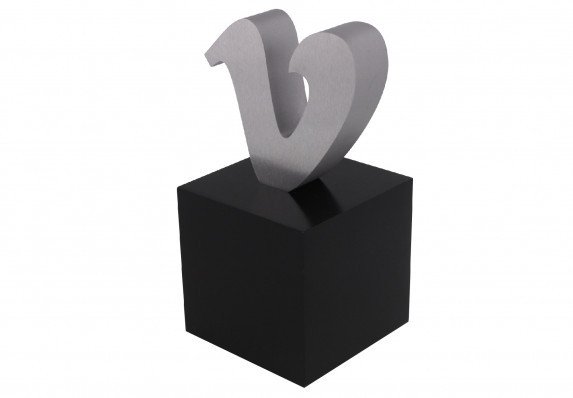 This custom logo award combines a brushed silver cut-out with an elegant black base.