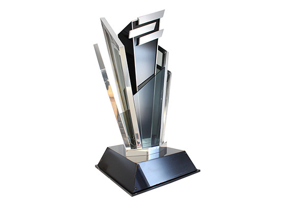 Large Metal and acrylic trophy honors the winner of a highly-competitive, televised gaming competition