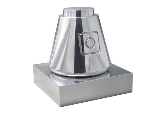 Machined aluminum trophy with a design based on the Space X Dragon capsule presented by The Explorers Club to Elon Musk