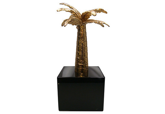 Custom corporate award designed with the iconic golden palm tree logo.