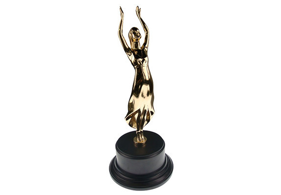 Custom entertainment award - gold plated sculpture trophy - manufactured by Society Awards