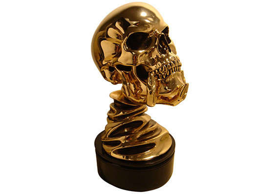 Stan Winston studios designed awesome skull on hand cast sculpture trophy for horror film festival