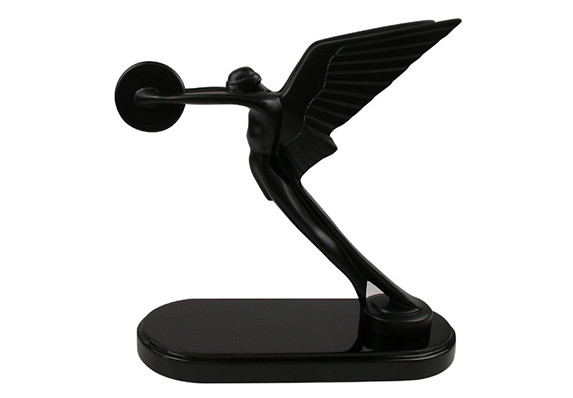 Art deco angel in matte black finished metal