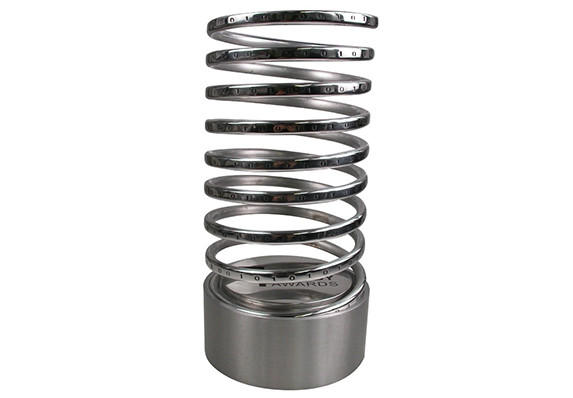 Famous metal award spiral with fine etched detailing