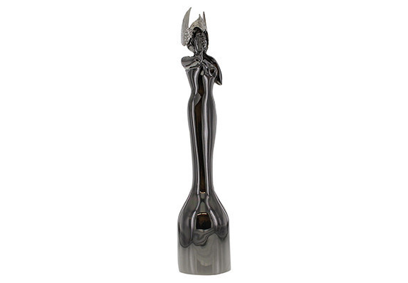 Sculptural Award in Black Chrome with Crystal Accents