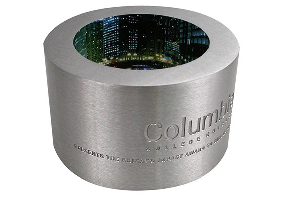 Machined aluminum ring with full color printed image inside