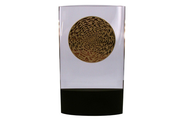 Lucite acrylic embedment with custom medallion