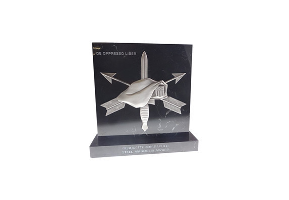 Green beret award custom pewter casting on custom marble