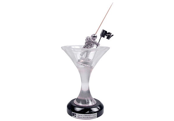 cute custom corporate award VMA moon man in a martini glass