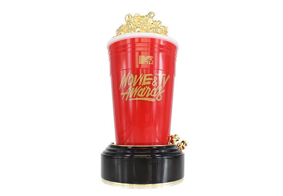 Special edition, custom award formed in Lucite with metallic logo and gold-plated metal popcorn.