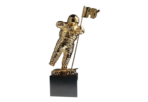 Lifetime Achievement MTV Video Music Awards Michael Jackson Video Vanguard Award trophy - moon man sculpture gold plated on square marble base - custom made by Society Awards
