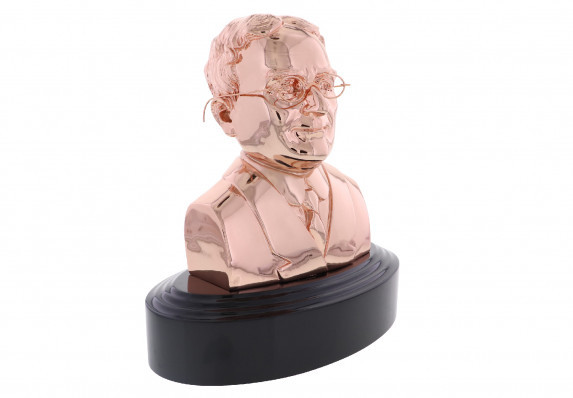 Highest honor for dentist award bust sculpture with removable glasses in rose gold