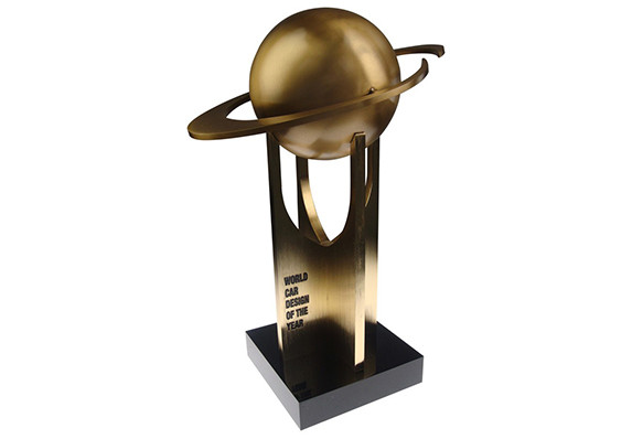 Custom awards in brushed gold finish