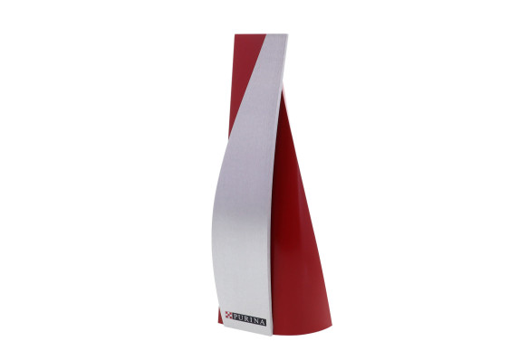 Red and silver twisting tower award