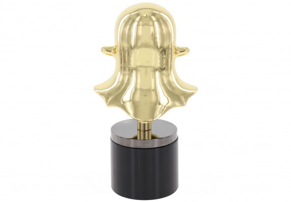 24k gold plated custom metal trophy in the form of the Snapchat ghost.